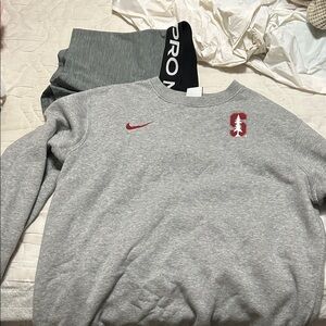 Nike Gray Crewneck Men's Sweater with Red Accents